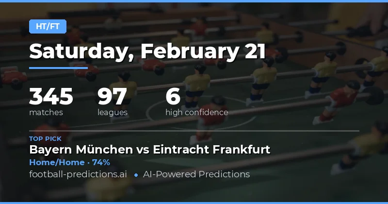 Half Time / Full Time Predictions 21 Feb 2026