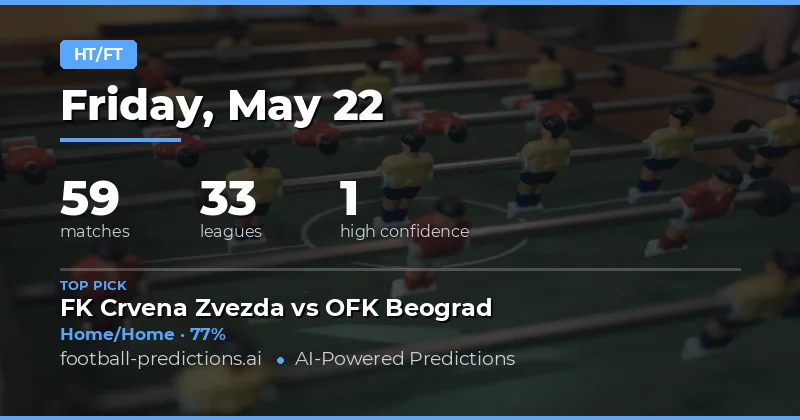 Half Time / Full Time Betting Guide for 22 May 2026