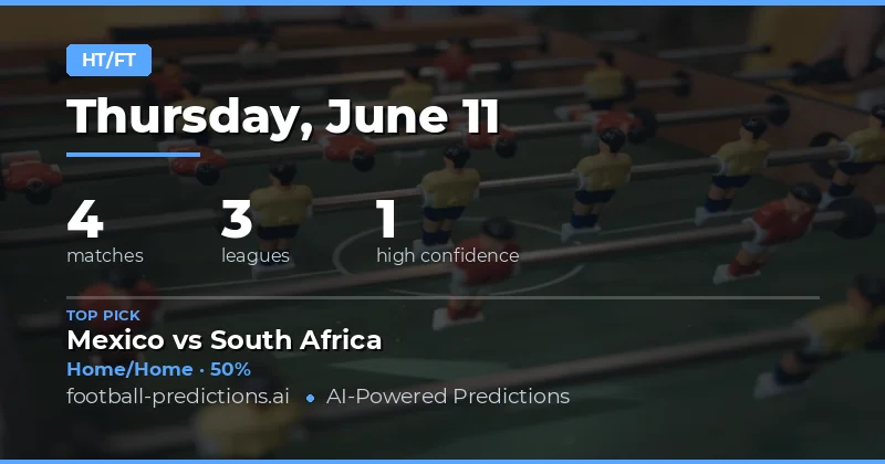 Top Half Time / Full Time Picks for 11 Jun 2026