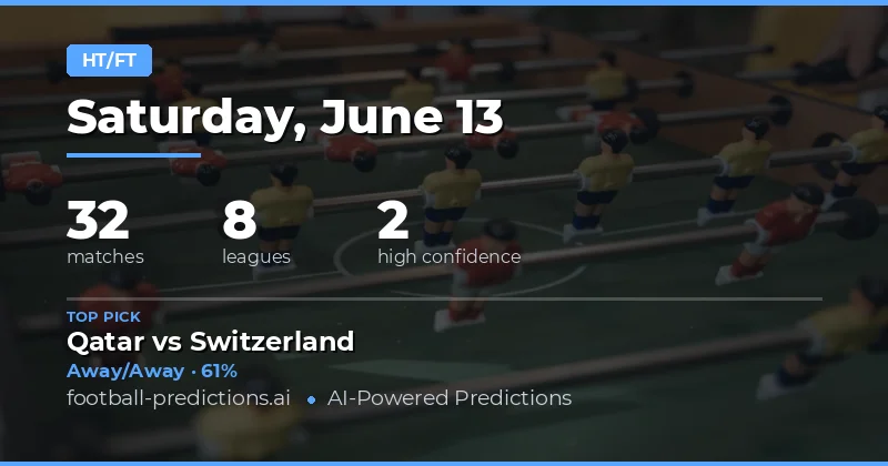 HT/FT — Football Predictions & Tips — Saturday, June 13, 2026
