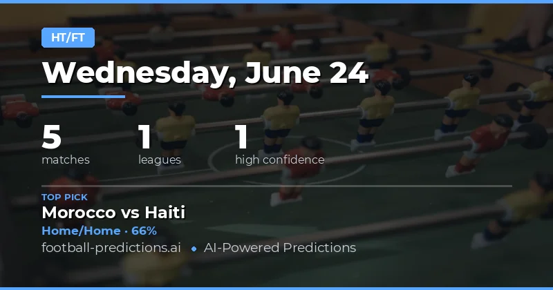 Top Half Time / Full Time Picks for 24 Jun 2026