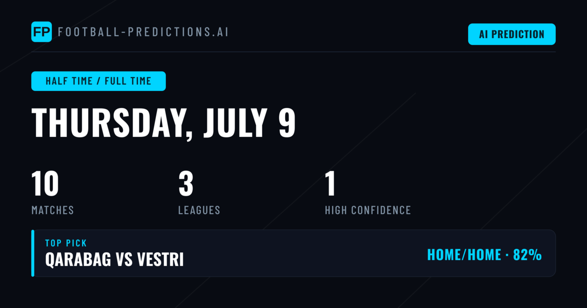 Top Half Time / Full Time Picks for 9 Jul 2026