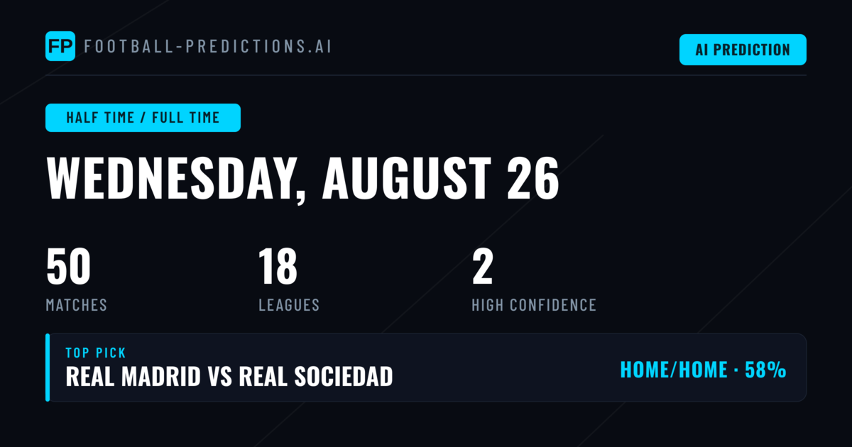 Top Half Time / Full Time Picks for 26 Aug 2026