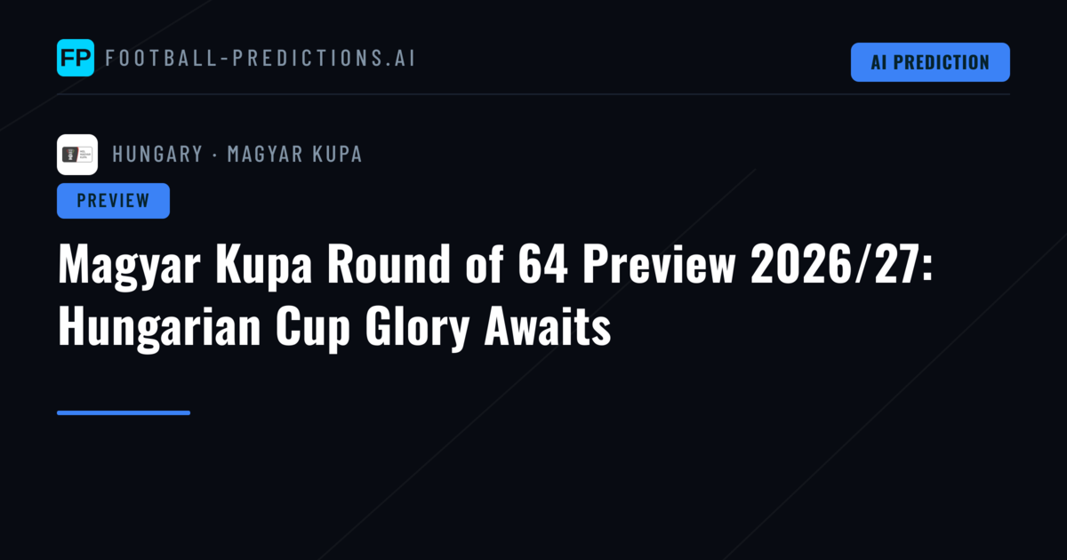 Magyar Kupa Round of 64 Preview 2026/27: Hungarian Cup Glory Awaits