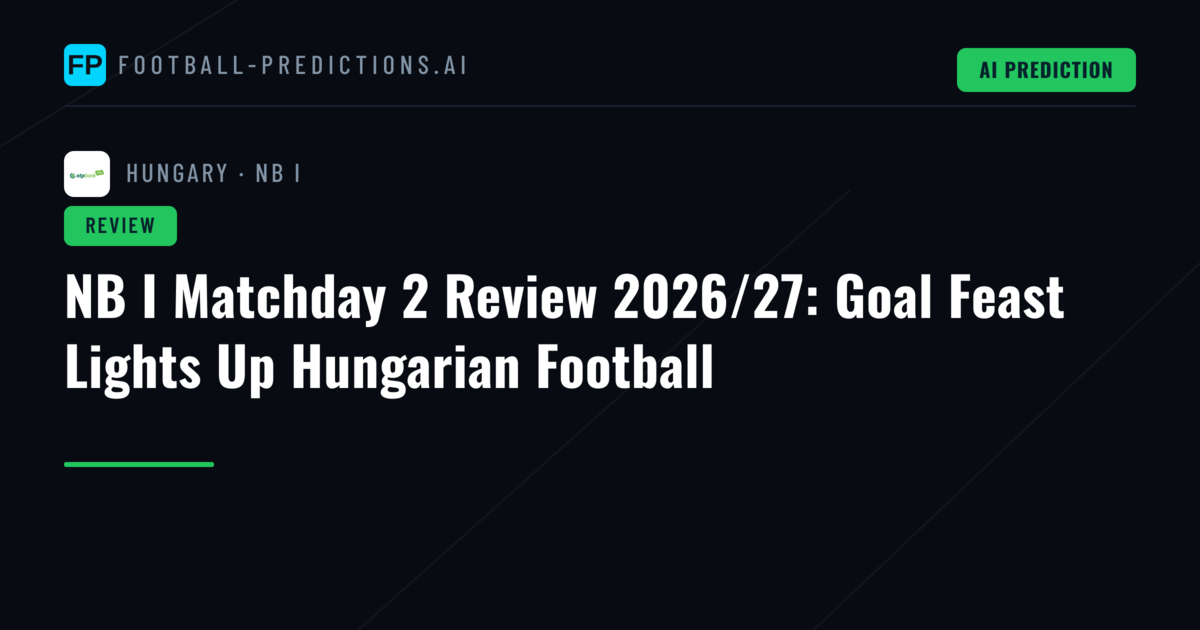 NB I Matchday 2 Review 2026/27: Goal Feast Lights Up Hungarian Football