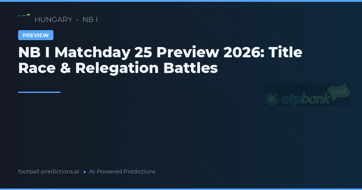 NB I Matchday 25 Preview 2026: Title Race & Relegation Battles