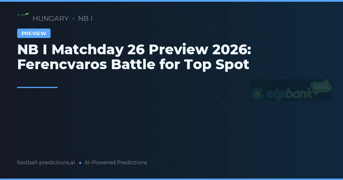 NB I Matchday 26 Preview 2026: Ferencvaros Battle for Top Spot
