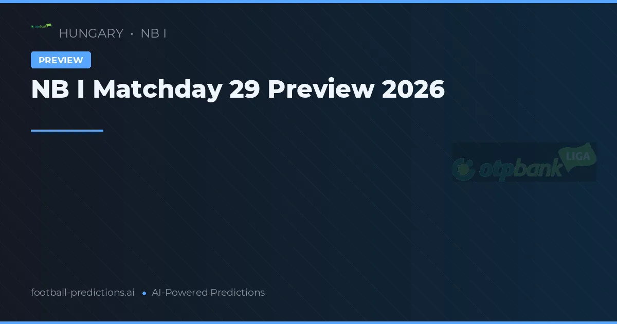 NB I Matchday 29 Preview 2026