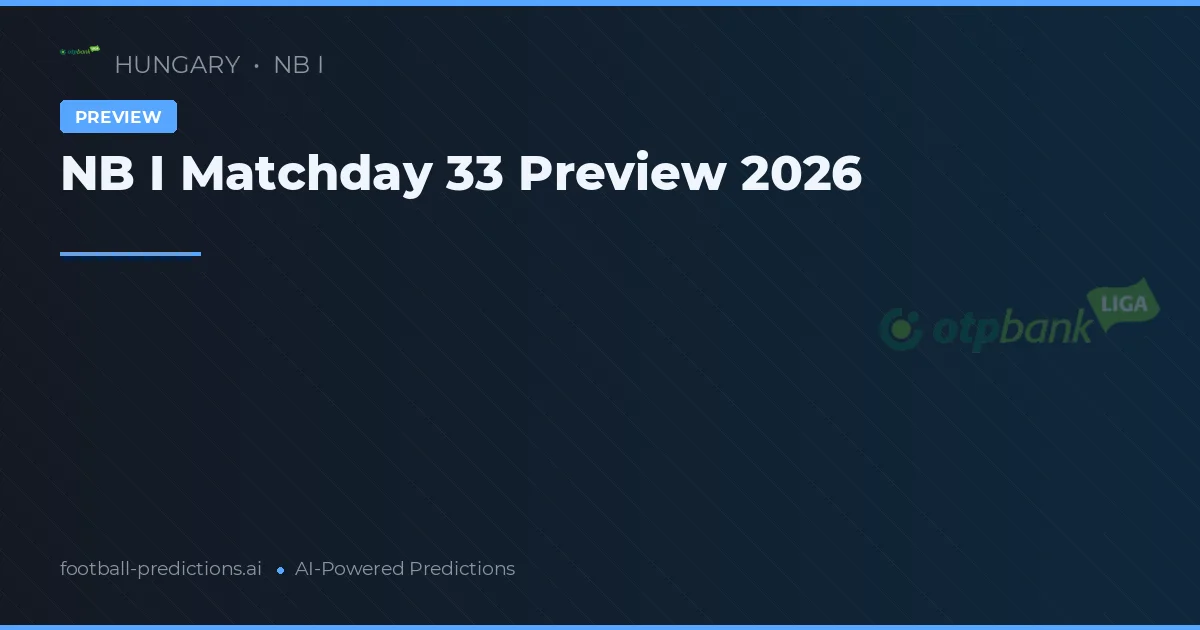 NB I Matchday 33 Preview 2026