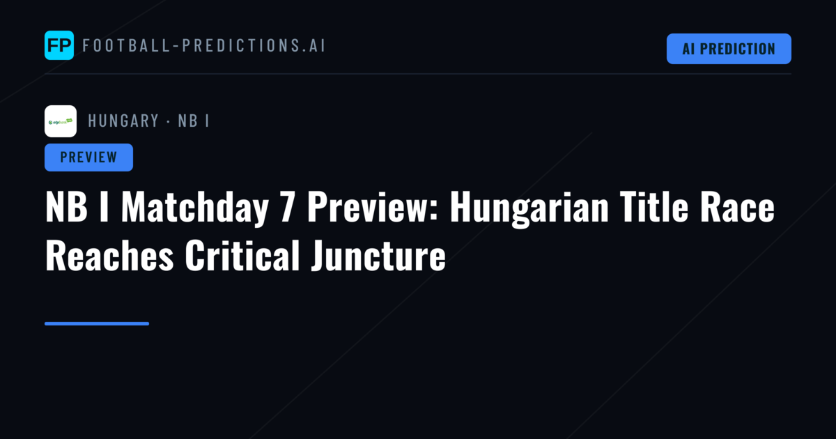NB I Matchday 7 Preview: Hungarian Title Race Reaches Critical Juncture