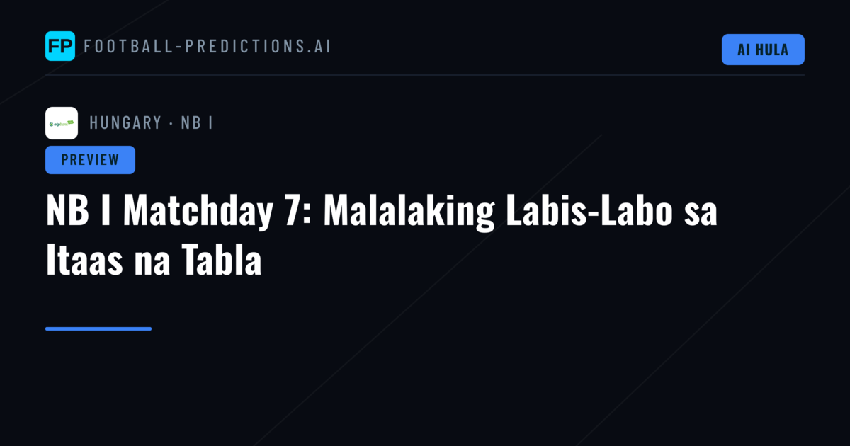 NB I Matchday 7: Malalaking Labis-Labo sa Itaas na Tabla