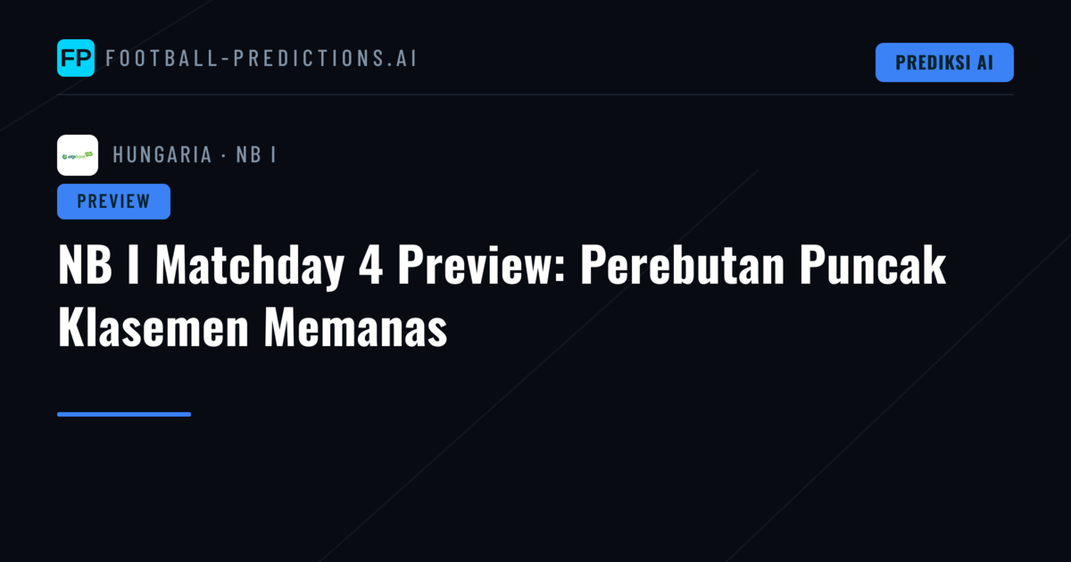 NB I Matchday 4 Preview: Perebutan Puncak Klasemen Memanas