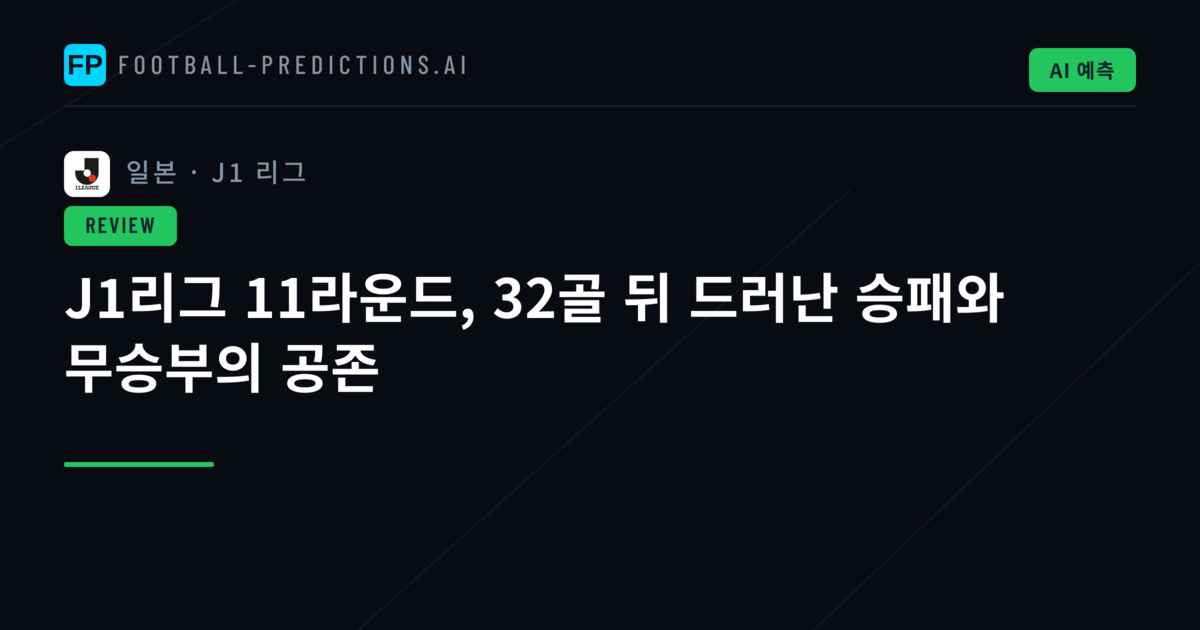 J1리그 11라운드, 32골 뒤 드러난 승패와 무승부의 공존