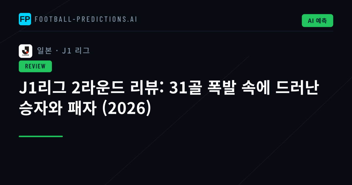 J1리그 2라운드 리뷰: 31골 폭발 속에 드러난 승자와 패자 (2026)