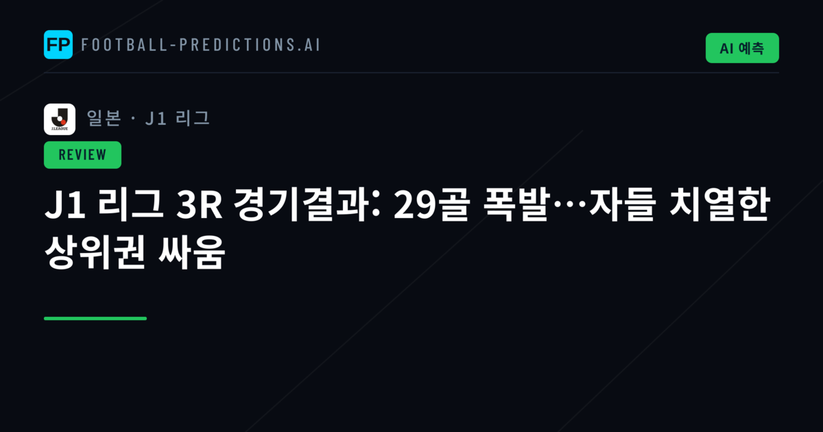 J1 리그 3R 경기결과: 29골 폭발…자들 치열한 상위권 싸움