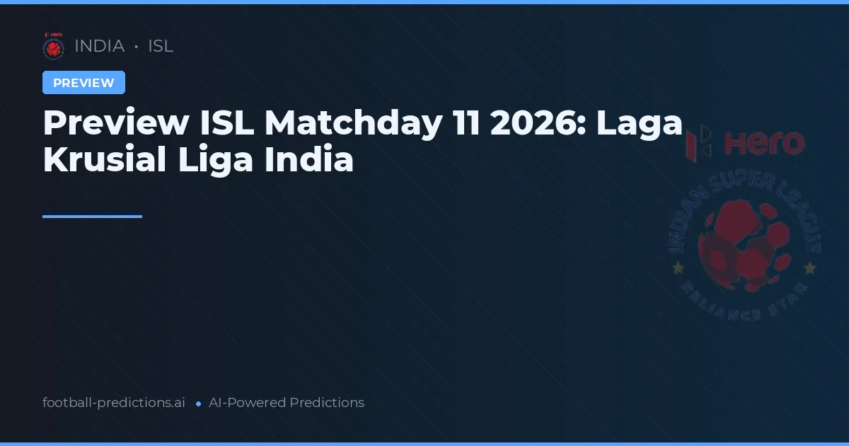 Preview ISL Matchday 11 2026: Laga Krusial Liga India