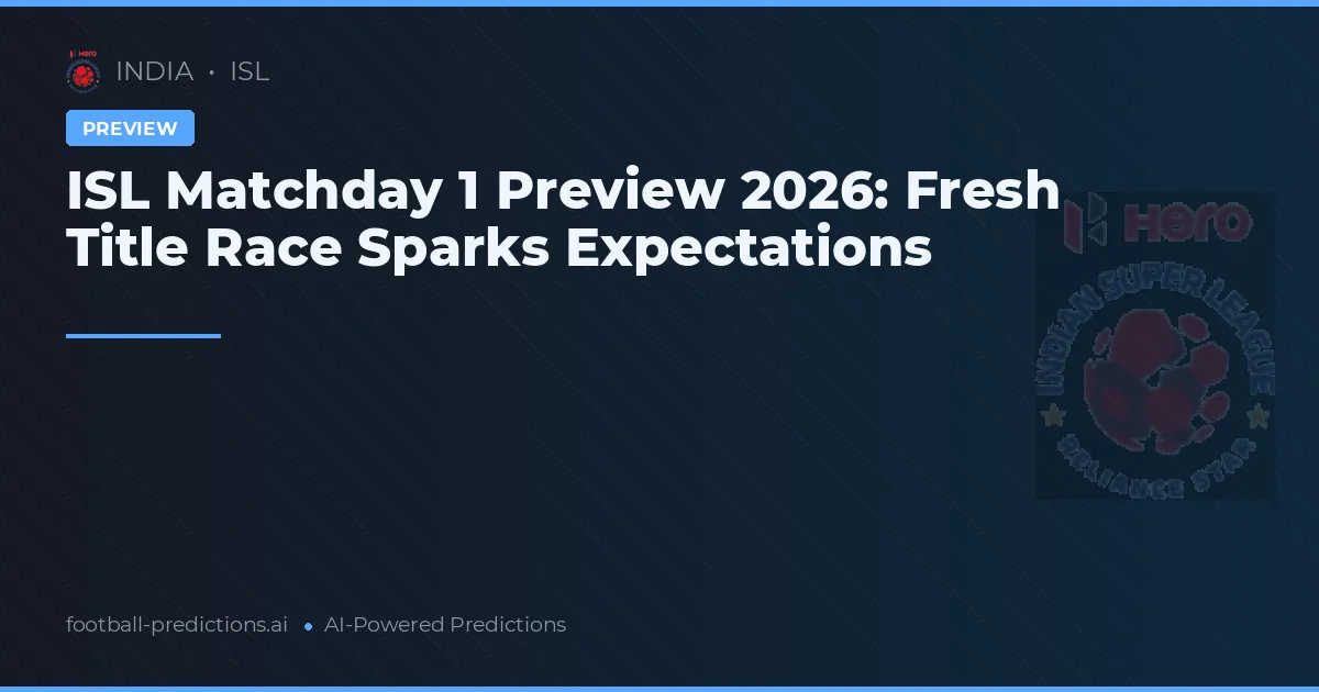 ISL Matchday 1 Preview 2026: Fresh Title Race Sparks Expectations