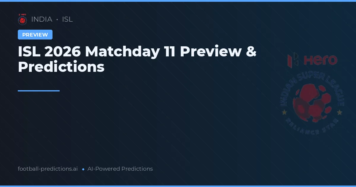 ISL 2026 Matchday 11 Preview & Predictions