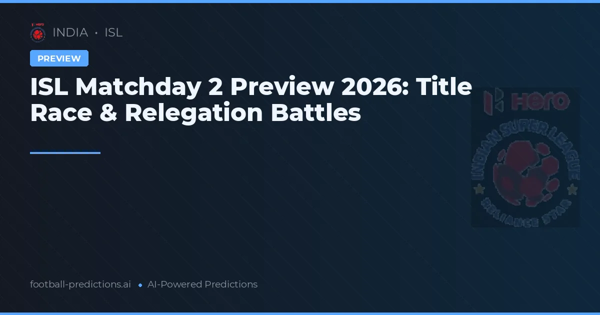 ISL Matchday 2 Preview 2026: Title Race & Relegation Battles