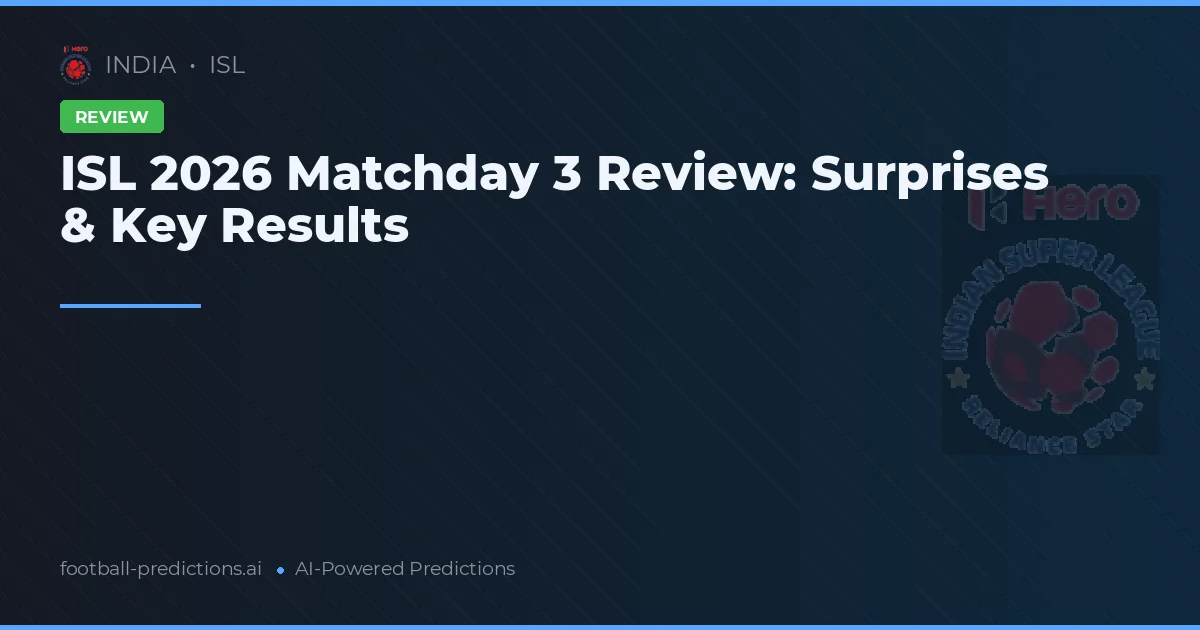ISL 2026 Matchday 3 Review: Surprises & Key Results