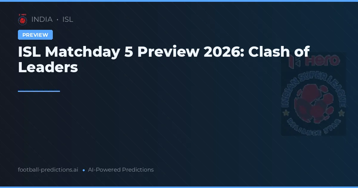 ISL Matchday 5 Preview 2026: Clash of Leaders