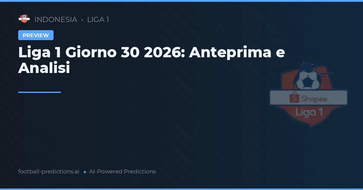 Liga 1 Giorno 30 2026: Anteprima e Analisi