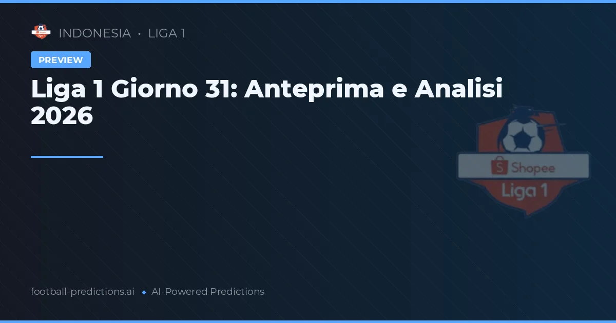 Liga 1 Giorno 31: Anteprima e Analisi 2026