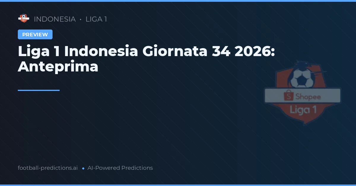 Liga 1 Indonesia Giornata 34 2026: Anteprima
