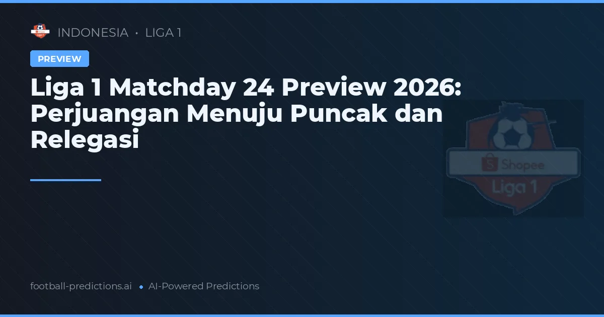 Liga 1 Matchday 24 Preview 2026: Perjuangan Menuju Puncak dan Relegasi