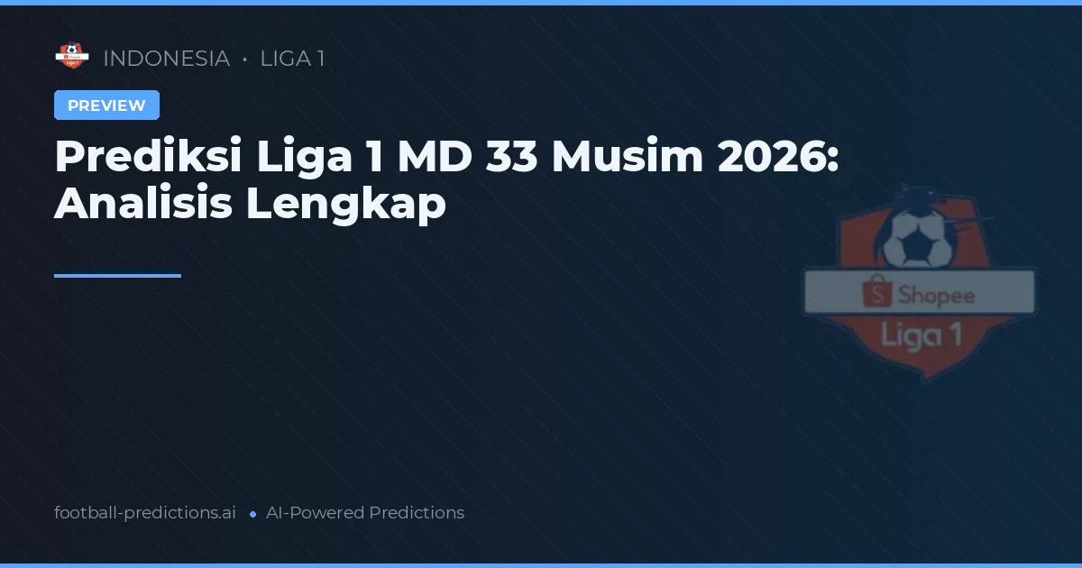 Prediksi Liga 1 MD 33 Musim 2026: Analisis Lengkap