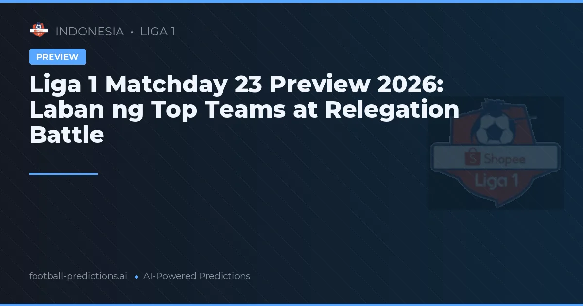 Liga 1 Matchday 23 Preview 2026: Laban ng Top Teams at Relegation Battle