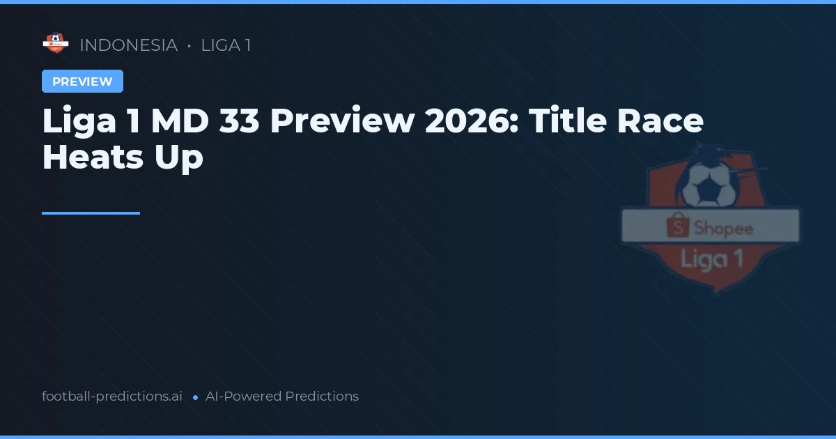 Liga 1 MD 33 Preview 2026: Title Race Heats Up