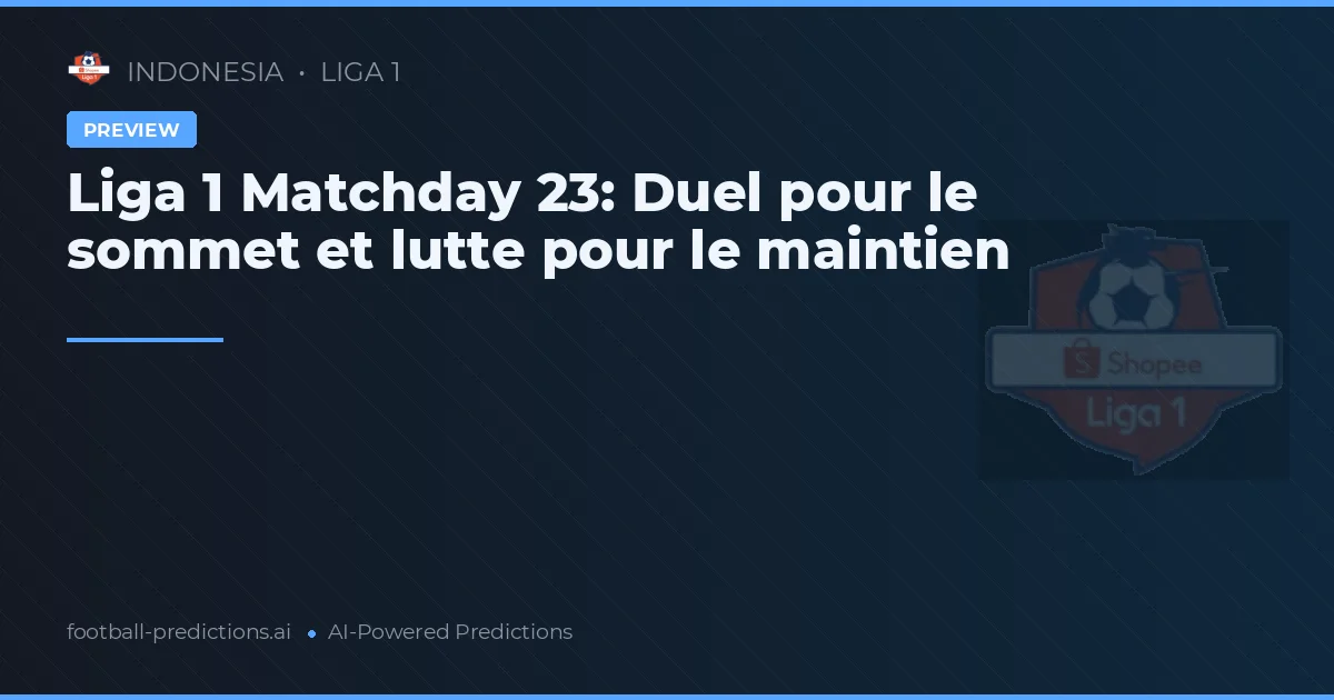 Liga 1 Matchday 23: Duel pour le sommet et lutte pour le maintien
