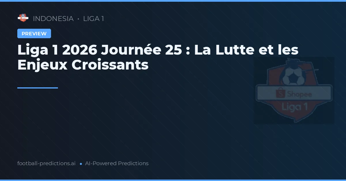 Liga 1 2026 Journée 25 : La Lutte et les Enjeux Croissants