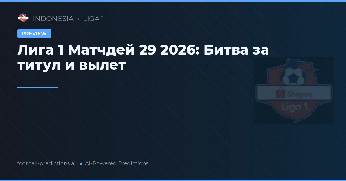 Лига 1 Матчдей 29 2026: Битва за титул и вылет