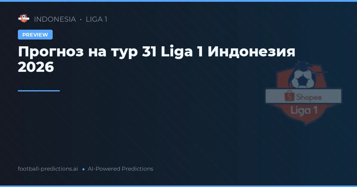 Прогноз на тур 31 Liga 1 Индонезия 2026
