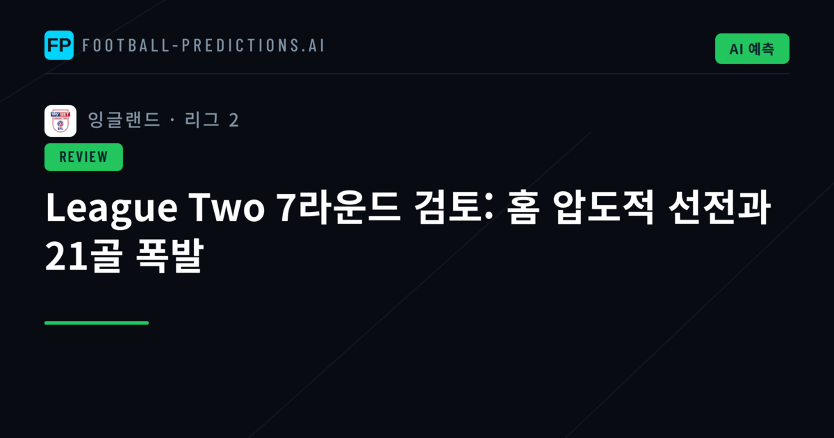 League Two 7라운드 검토: 홈 압도적 선전과 21골 폭발