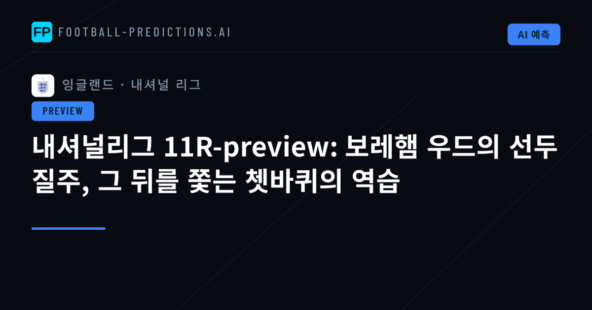 내셔널리그 11R-preview: 보레햄 우드의 선두 질주, 그 뒤를 쫓는 쳇바퀴의 역습