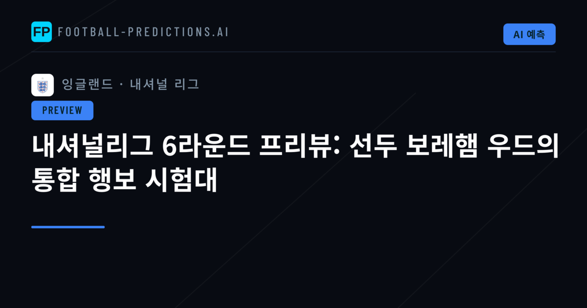 내셔널리그 6라운드 프리뷰: 선두 보레햄 우드의 통합 행보 시험대