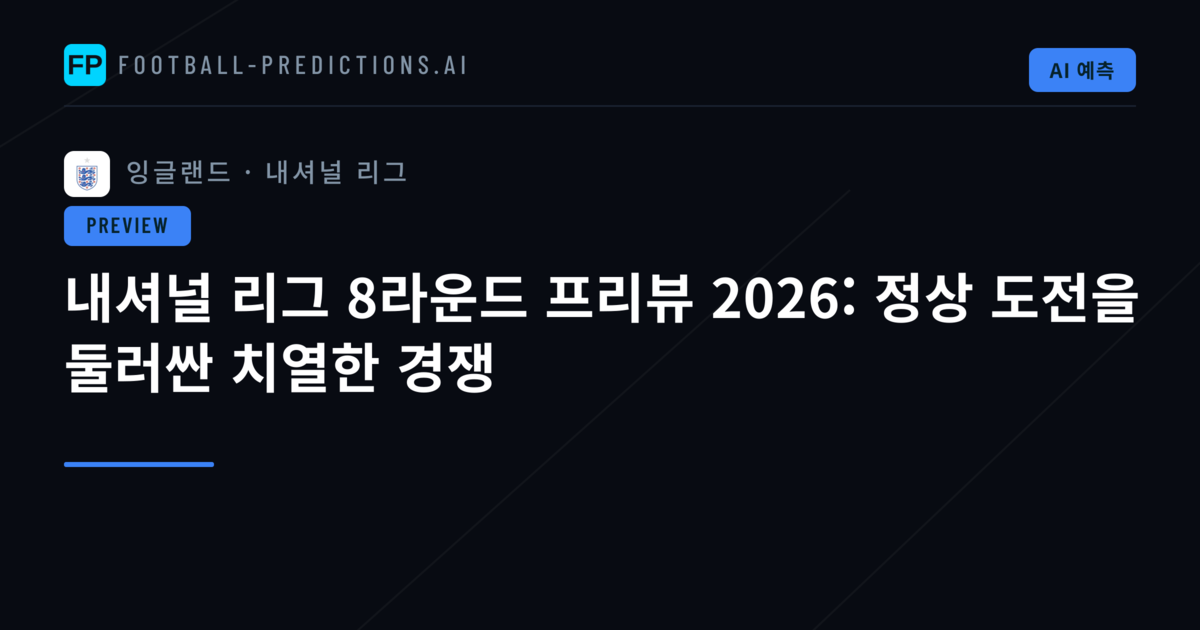 내셔널 리그 8라운드 프리뷰 2026: 정상 도전을 둘러싼 치열한 경쟁