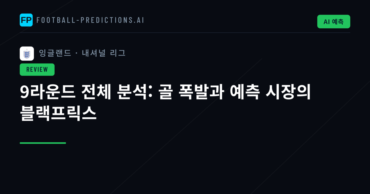 9라운드 전체 분석: 골 폭발과 예측 시장의 블랙프릭스