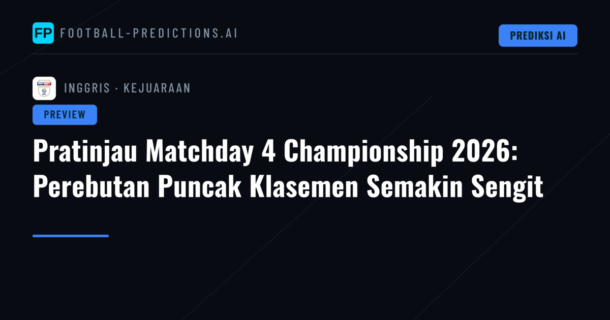 Pratinjau Matchday 4 Championship 2026: Perebutan Puncak Klasemen Semakin Sengit