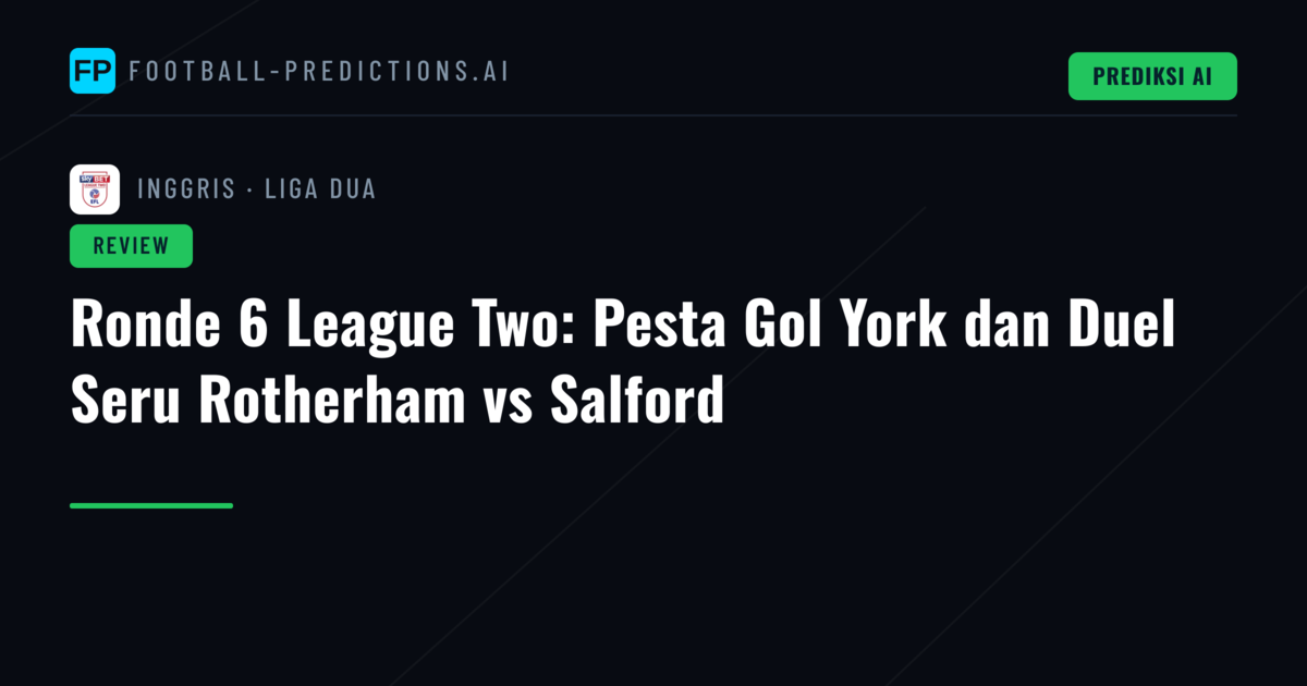 Ronde 6 League Two: Pesta Gol York dan Duel Seru Rotherham vs Salford