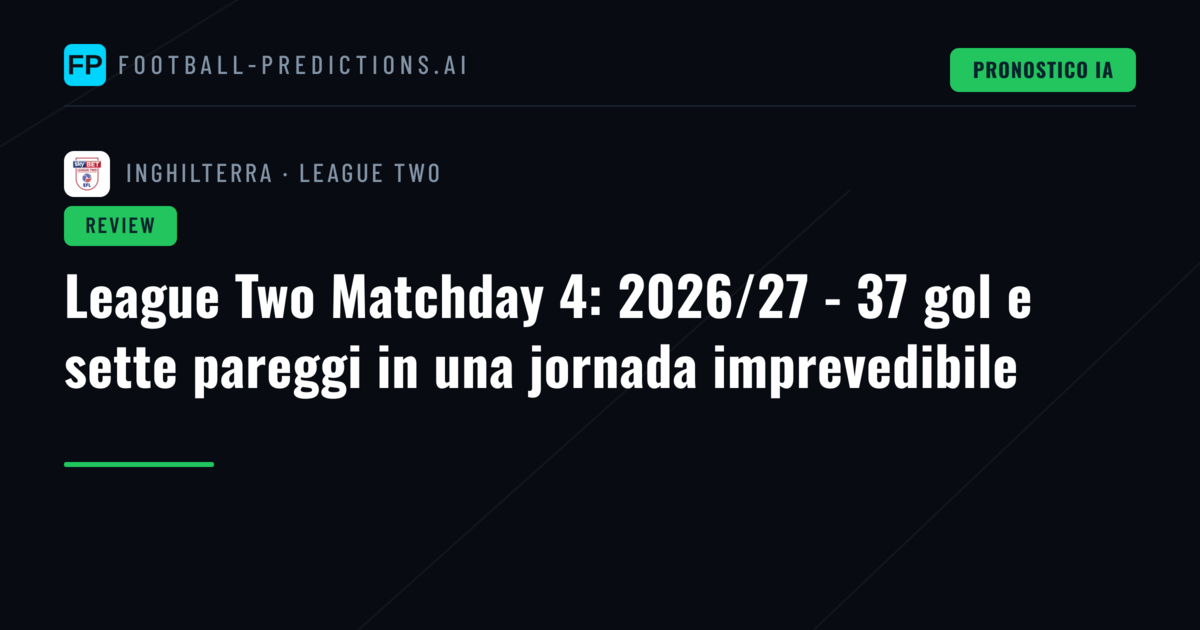 League Two Matchday 4: 2026/27 - 37 gol e sette pareggi in una jornada imprevedibile