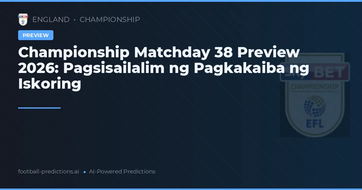 Championship Matchday 38 Preview 2026: Pagsisailalim ng Pagkakaiba ng Iskoring