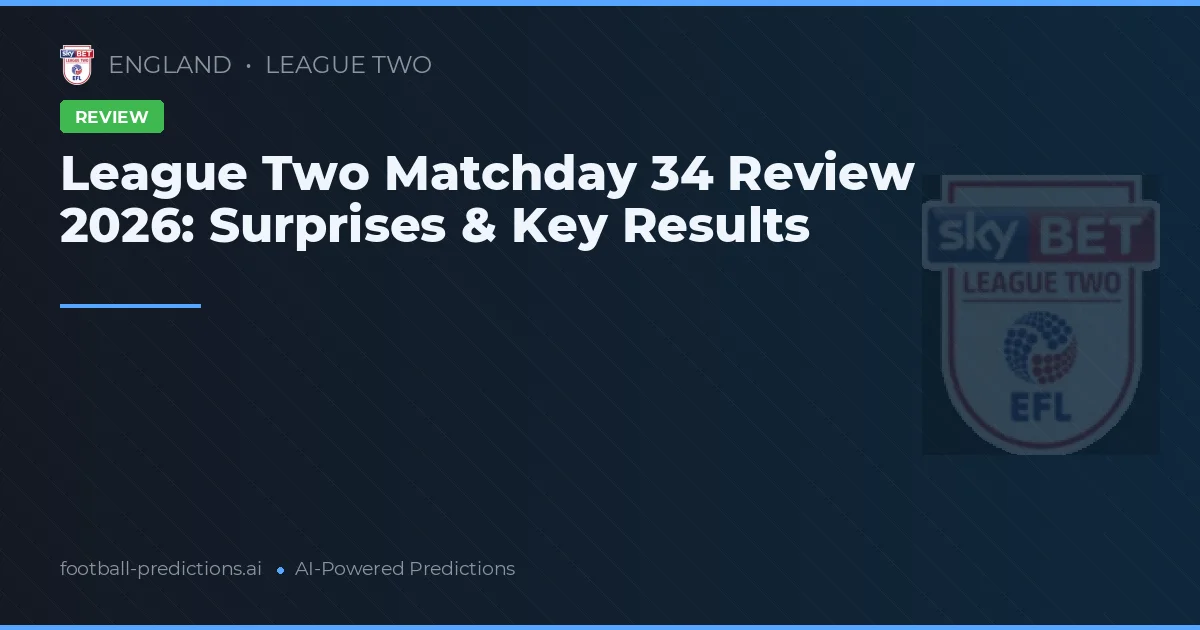 League Two Matchday 34 Review 2026: Surprises & Key Results