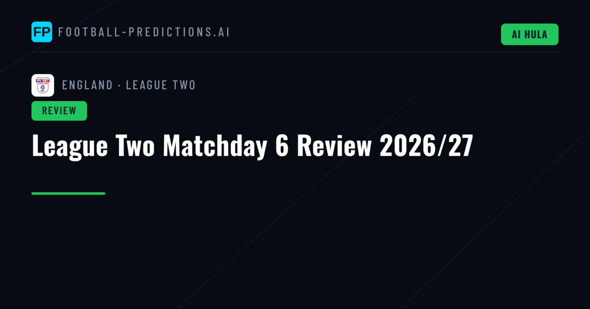 League Two Matchday 6 Review 2026/27