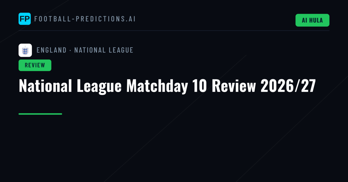 National League Matchday 10 Review 2026/27