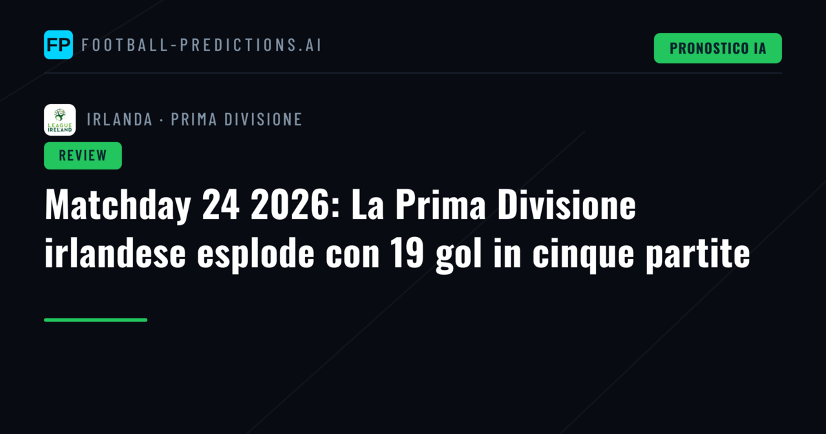 Matchday 24 2026: La Prima Divisione irlandese esplode con 19 gol in cinque partite