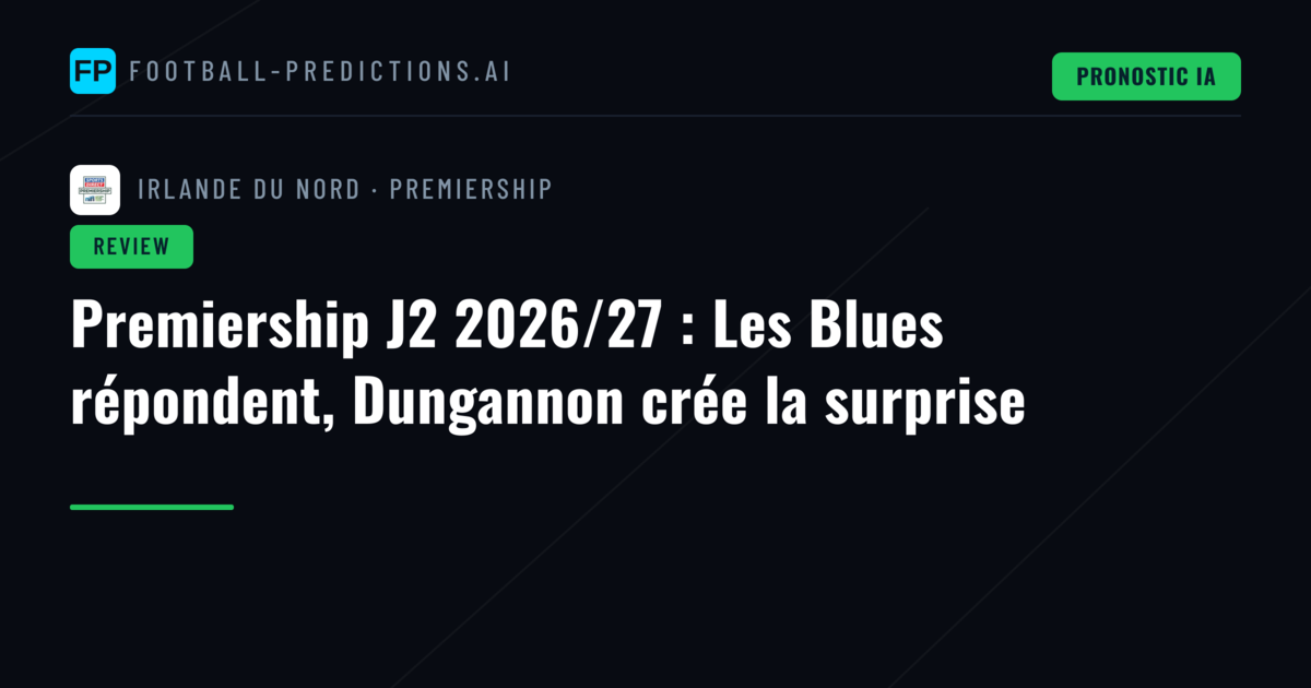 Premiership J2 2026/27 : Les Blues répondent, Dungannon crée la surprise